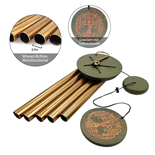 Astarin's Tree of Life Wind Chimes 36in Outdoor Garden Gift for Mom Grandma | 36in tree of life outdoor wind chimes, made from FSC-Certified wood, soft melodic sound, S-hook, patio garden mom gift - color: Gold