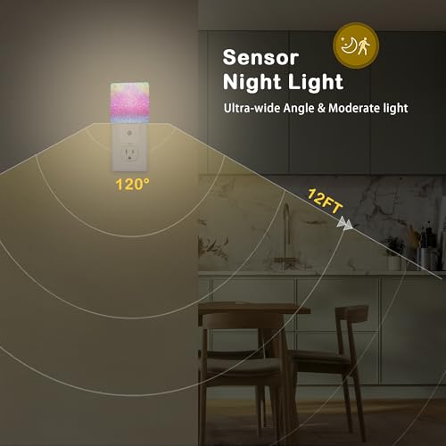 Pink Glitter Night Light,Plug in Night Light, Dusk to Dawn Sensor Nightlights for Stairway/Hallway/Kitchen/Bedroom/Bathroom 0.5W - color: Pink Glitter