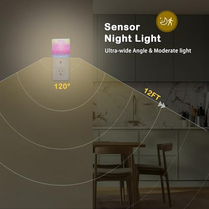 Pink Glitter Night Light,Plug in Night Light, Dusk to Dawn Sensor Nightlights for Stairway/Hallway/Kitchen/Bedroom/Bathroom 0.5W - color: Pink Glitter