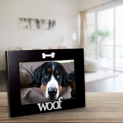 Malden International Designs Black Wood Expression Picture Frame, Woof, 4x6, Black - style: Woof