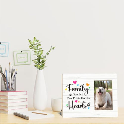 OTINGQD Dog Lover Gift Picture Frame,Dog Mom and Dad Gifts,Puppy Memorial Gifts,You Left Paw Prints on Our Hearts Wooden Photo Frame for Tabletop Wall Display - style: Dog Memorial Gifts-7