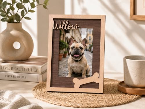 Custom Pet Memorial Frame, Personalized Wooden Picture Frame for Dog, Pet Loss Gift, Dog Mom Gift, Rainbow Bridge Remembrance, Memorial Day Keepsake