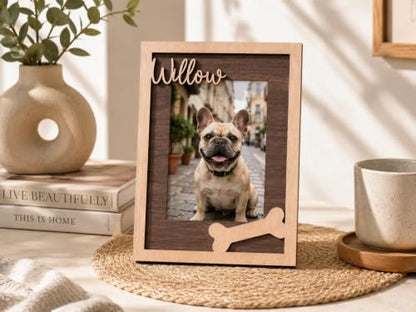 Custom Pet Memorial Frame, Personalized Wooden Picture Frame for Dog, Pet Loss Gift, Dog Mom Gift, Rainbow Bridge Remembrance, Memorial Day Keepsake