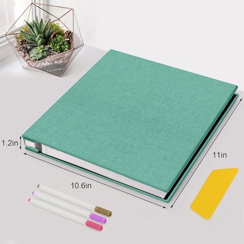 Zesthouse Photo Album Self Adhesive Pages, 60 Pages Magnetic Scrapbook Albums with Sticky Page, Photos Album Holds 8x10 & 5X7 & 4x6 & 6x8 & 3x5, Large Picture Book Ideal Gift for Family Wedding Baby - color: Green, size: 11"x10.6"/Black 60 Pages