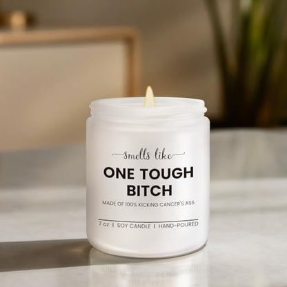 Funny Get Well Soon Gifts, After Surgery Recovery Encouragement Gifts | Feel Better Gifts for Family Friend, Sympathy Candle Gifts for Men Feel Better for Sick Women, 7oz Lavender Soy WaxCandle - color: White-Smells like one tough