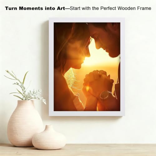 RPJC 9x12 Solid Wood Picture Frame Real Glass Cover White - color: White, size: 9x12 mat 6x8