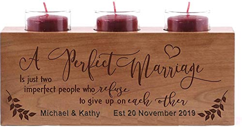 Personalized Memorial Sympathy Votive Funeral Candle Holder Cherry Wood Keepsake Gift Ideas for Loved One (10" Long Three Candle Holder) - size: 10" Long Three Candle Holder