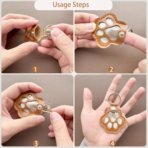 Cat Dog Hair Storage Keychain, Pet Hair Keychain, Fur Keepsake Keyring | Pet Memorial Gifts, Cat & Dog Lovers Gifts - color: Brown+white+yellow