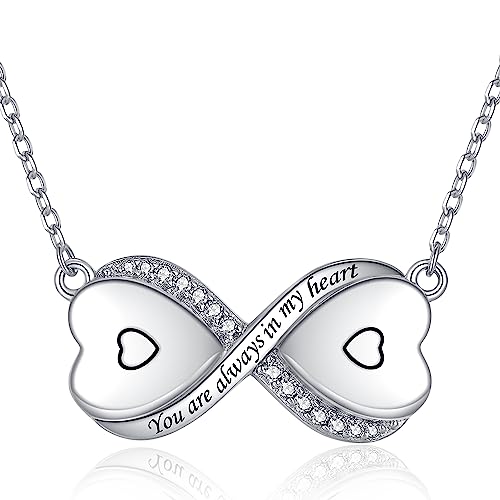 Sterling Silver Dual Infinity Urn Necklace for Women: Double Heart Cremation Necklaces Jewelry Hold Two Ashes - Infinity Memorial Keepsakes Pendant Jewelry Gifts for Loved Ones - color: Infinity-Heart