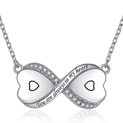 Sterling Silver Dual Infinity Urn Necklace for Women: Double Heart Cremation Necklaces Jewelry Hold Two Ashes - Infinity Memorial Keepsakes Pendant Jewelry Gifts for Loved Ones - color: Infinity-Heart