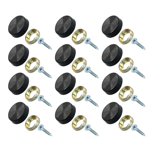 Decorative Mirror Screws, 16mm, Black, 12 Pack - size: 16mm-12 Pack-Black