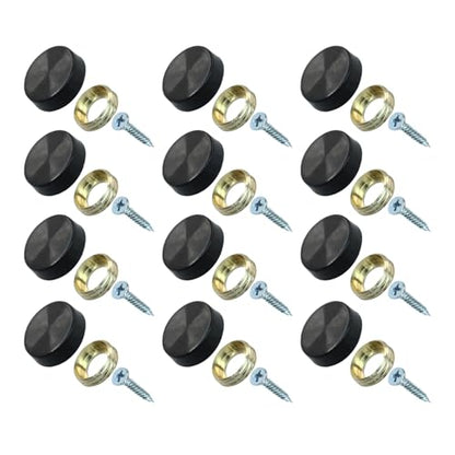Decorative Mirror Screws, 16mm, Black, 12 Pack - size: 16mm-12 Pack-Black