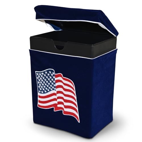 Velvet Urn Bag with TSA Approved Cremation Container | Holds Cremated Ashes of Human Adult | for a Niche or Ground Burial | Fits Crowne Burial Urn Vault (Royal Blue with American Flag) - color: Royal Blue With American Flag