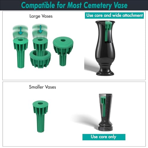 Cemetery Vase Rubber Inserts, Silicone Secure Flowers Holder for Headstone 2 Packs, Green - color: Green