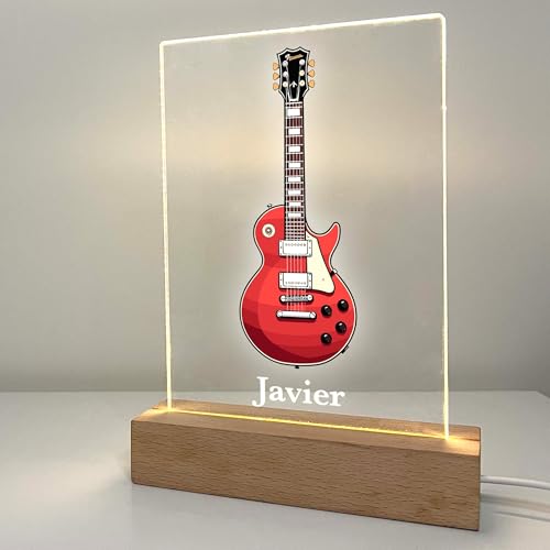 MIRROR MANIA Personalized Electric Guitar Nightlight Music Theme Middle High School Concert Band Club Members Kids Teens Custom Birthday Guitarist Musician Night Light LED Light Up Gift Made in USA
