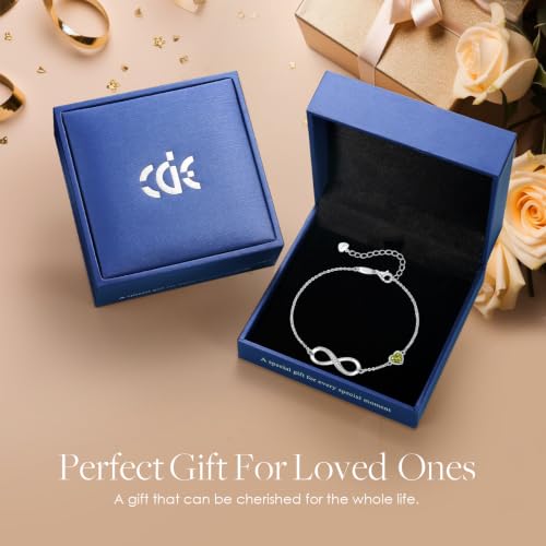 CDE 925 Sterling Silver Infinity Birthstone Bracelet Jewelry Gift for Women | Hypoallergenic,Non Tarnish,Heart CZ,Nickel-Free & Lead-Free,Anniversary Christmas Birthday Idea Gifts for Wife Girlfriend Her - color: 08-Aug.
