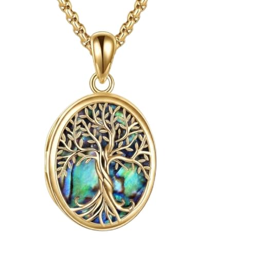 ONEFINITY Locket Necklace That Holds Picture Locket Memorial Pendant Jewelry Keepsake Gift for Men Women - color: gold-Tree of Life