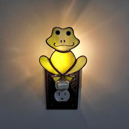 Gift Essentials Green Frog Plug-in Night Light - Stained Glass Nightlight | Green Frog Stained Glass Plug-in Nightlight with On/Off Rocker Switch. Includes One 4-Watt Replaceable Warm-Glow Bulb. - color: Frog