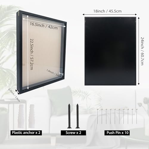 18x24 Extra Large Graduation Shadow Box Frame with Glass,Black - color: Black, size: 18*24