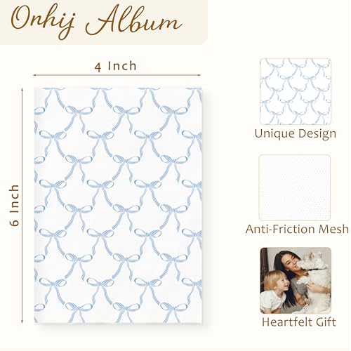 Coquette Blue Bow Photo Album 4x6 Hold 36 Photos, Preppy Girly Aesthetic Small Photo Album Picture Memory Book Keepsake for Family Baby Travel Vacation - color: Blue Bow