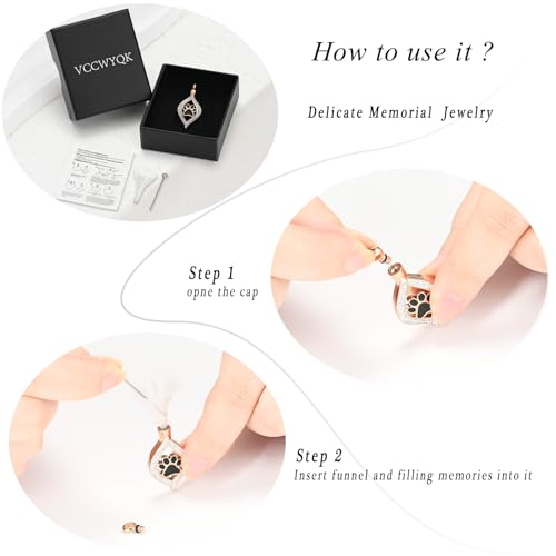 The Eye of My Heart Paw Print Urn Necklace for Ashes | stainless steel cremation jewelry, holds pet human ashes, paw print memorial urn pendant, leak-proof sealed design, unisex - color: Rose gold