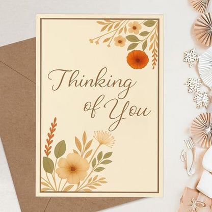 Cheerin Thinking of You Cards with Envelopes - Sympathy Cards for Loss of Loved Ones - Sorry For Your Loss Card Floral Design 5x7 Inch - style: Corner Floral
