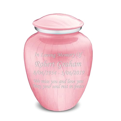Geturns Embrace Adult Personalized Cremation Urns for Human Ashes I Large Pearl Light Pink Funeral Urn for Men and Women I 200 lbs - color: Pearl Pink