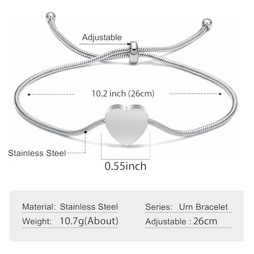 Imrsanl Heart Urn Bracelet for Ashes Cremation Jewelry for Women - color: Z-Silver