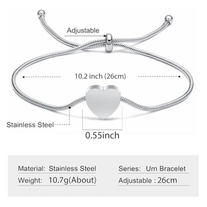 Imrsanl Heart Urn Bracelet for Ashes Cremation Jewelry for Women - color: Z-Silver