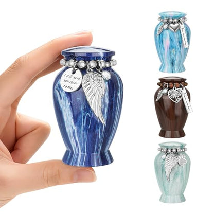 Small Urn for Human Ashes Aluminium Keepsake Memorial | Mini Urn for Ashes, Meaningful Memorial Keepsake Gift, Durable Aluminum Cremation Urn with Elegant Design - style: Sapphire Blue