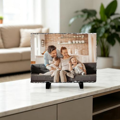 6 Pcs Sublimation Slate Blanks 7.5"x5.7", Sublimation Plaque Photo Slate Rock Stone Picture Frame Blanks Bulk with Display Stand for Gifts Memorials Desktop, Individually Packaged, Rectangular - size: 6"x8"(6 pcs)