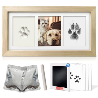 MYPAWLETS Dogs Cats Paw Print Kit,Ink&Clay Pawprints Keepsake Frame (Wood) - color: Wood-colored