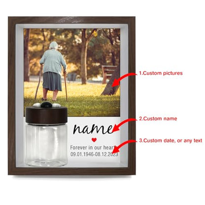 Personalization Memorial Photo Frame with Glass Keepsake Jar，Perfect for Preserving Loved One’s Hair & Memories，Sympathy Bereavement Gift - Holds 4x6 inch pictures (style1) - color: style1