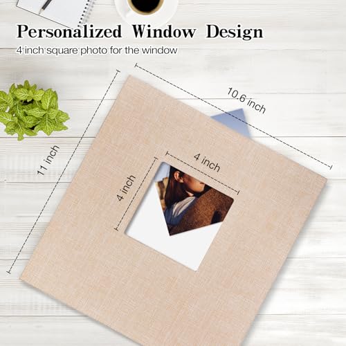 potricher Self Adhesive Photo Album 40 Pages, Linen cover,Beige | Photo Album Self Adhesive 4x6 5x7 8x10 Pictures, Linen Cover DIY Scrapbook Albums for Family, Wedding, Baby, Anniversary - color: Beige, size: 11x10.6 Inches 40 Pages
