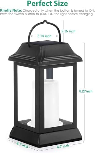 TomCare Flickering Flame Solar Lights Outdoor Metal Hanging Lantern, 4 Pack - size: 4 Pack, style: Elegant-Black