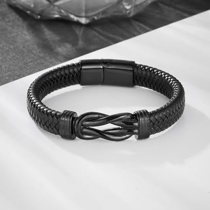 RIPFEVURN Urn Bracelet for Ashes for Women Men Infinity Knot Cremation Jewelry Leather Cuff Bangle Memorial Ashes Bracelet