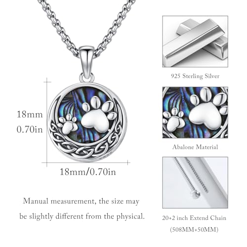 MEDWISE Wing/Paw Prints Urn Necklace for Ashes 925 Sterling Silver Necklace Guardian Angel Ashes Keepsake Memorial Urn Pendant Pet Cremation Jewelry for Ashes Memorial Jewelry for Dog Cat Pet Men - style: E-Paw Prints