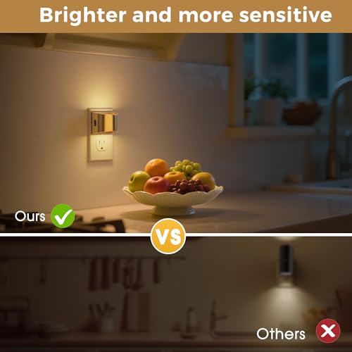 L LOHAS LED Night Lights Plug into Wall, Dimmable Night Light 2 Pack | Plug in Night Light with 3 Level Brightness, 3000K Soft White, Gold Housing - color: Gold
