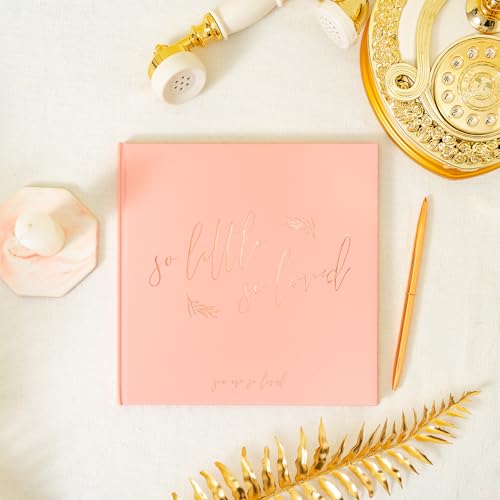 Calculs So Little So Loved Baby Shower Guest Book, Pink - color: Pink & Rose Gold