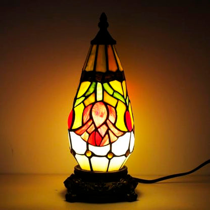 Small Tiffany Stained Glass Table Lamp 5.5X11 Inch (Red Tulip Flower) - color: Red Tulip Flower