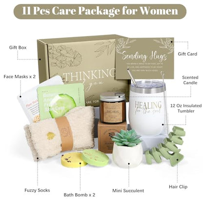 Thinking of You Care Package for Women - Get Well Soon GBasket for Sick Friend After Surgery Gifts Feel Better Gifts for Women, Sympathy Gift Baskets Sending Hugs, Self-Care Spa Gifts - style: Style 1