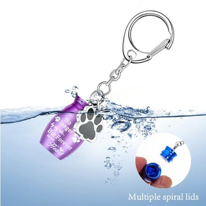 8Pcs Pet Ashes Keepsake Keychain for Dog Pet Ashes Urn Keychain Memorial Cylinder Cat Cremation Jewelry Paw Print Urn Necklace for Ashes (Silver) - color: Silver