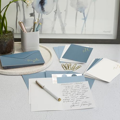 ZICOTO Beautiful Thank You Cards Set of 30 With Envelopes and Stickers - color: Blue