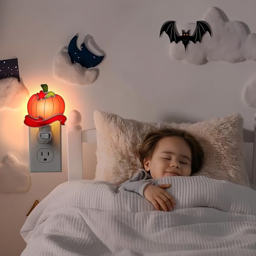 Stained Glass Pumpkin Luminous Night Light Halloween Decor - color: Pumpkin