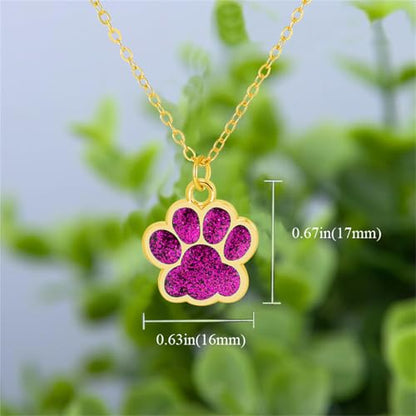 Dreuyet Paw Necklace and Earrings Set for Women Glitter Cute Dog Cat Pet Paw Print Pendant Necklace Earrings Lovely Animal Charm Jewelry Set Gifts - color: Gold Rose