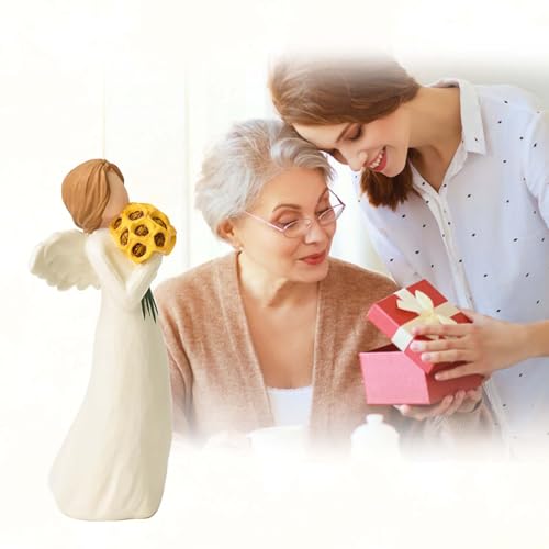 Sunflower Gifts for Women, Guardian Angel Statue Holding Sunflower Figurine | Resin Angels Decorativos Hand-Painted Collectible Sculpture, Home Decor Ornament for Thanksgiving, Mother's Day or Birthday - style: Sunflower Angel