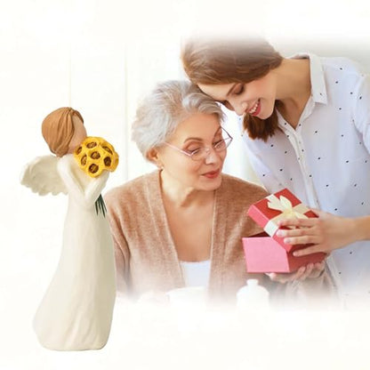 Sunflower Gifts for Women, Guardian Angel Statue Holding Sunflower Figurine | Resin Angels Decorativos Hand-Painted Collectible Sculpture, Home Decor Ornament for Thanksgiving, Mother's Day or Birthday - style: Sunflower Angel