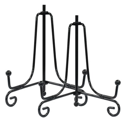 Hordion 2 Pack Plate Stand, 4 Inch Black Iron Easel Photo Display Stand | Plate Holder for Picture Frame Book Tabletop Art Platter