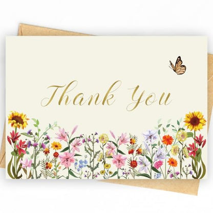 WowBefun 50 Pack 350GSM | Thank You Gifts | Thank You Cards with Envelopes | Small Thank You Cards | Thank You Notes & Cards for Teacher, Graduation, Business, Holiday, and Christmas - color: B Style 50pc