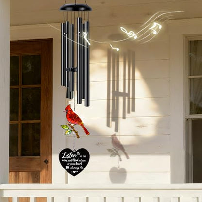 Sympathy Gifts for Loss of Loved One,Sympathy Memorial Wind Chimes with Cardinal, Cardinal Remembrance Wind Chimes for Mother Father Husband, Outdoor Garden Decor